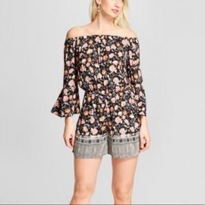 NWT XHILARATION*off shoulder hobo romper